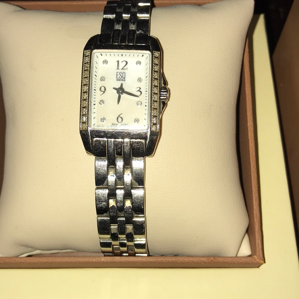 Movado Vintage ESQ watch white gold with diamonds